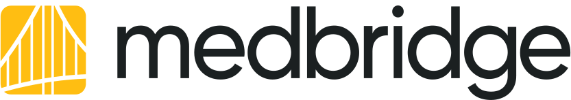 MedBridge logo with a yellow and white abstract design and "medbridge" in bold black lowercase letters.